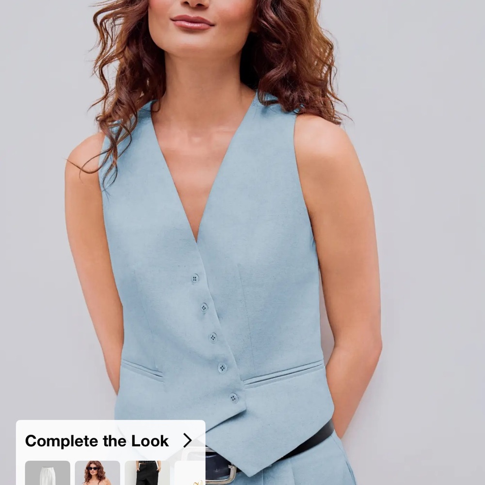 Women's Blue Linen Vest